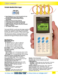 Thumbnail of document Data Sheet - OM-2041-USB Handheld Thermocouple/Process Data logger w/display